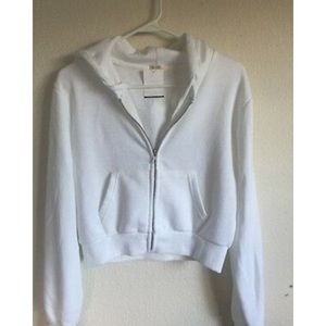 Brandy Melville white crop zip up